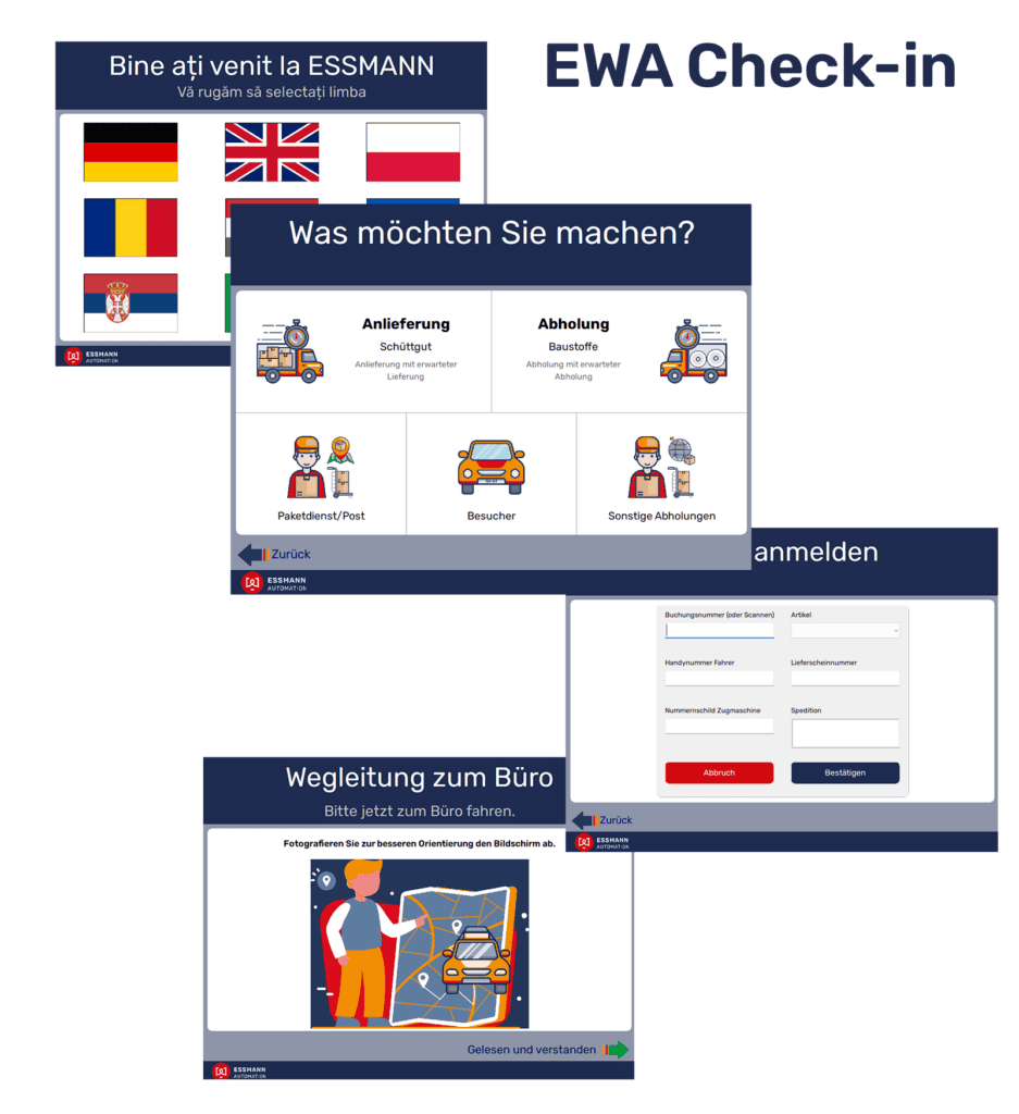 Screenshot einer mehrsprachigen Check-in Software