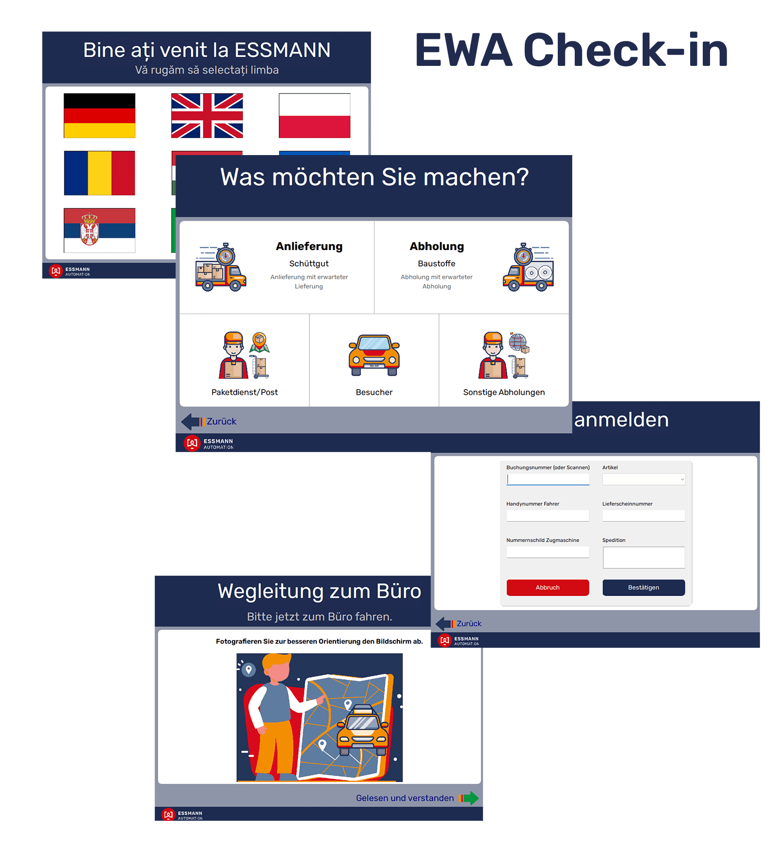Screenshot of multilingual check-in software