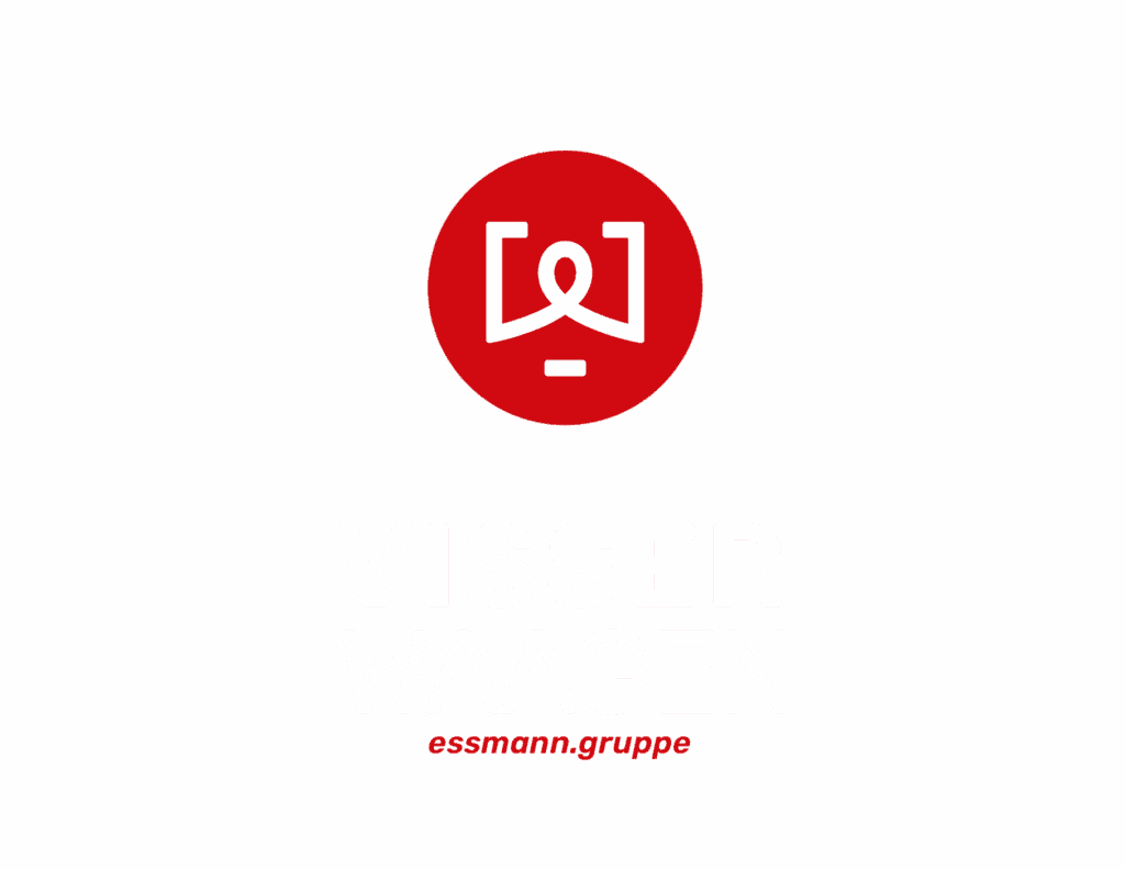 Logo VISSER scales of the Essmann Group with red ESSMAN dot